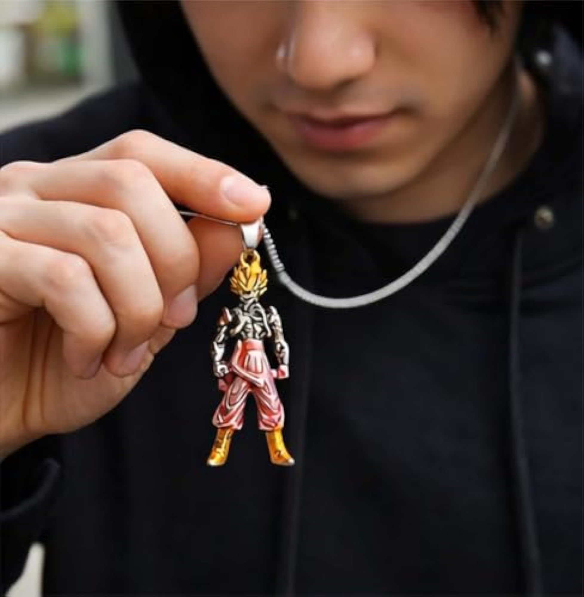 Men's Anime Super Saiyan Pendant Locket Necklace, Stylish Gift