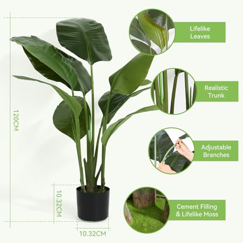 Artificial-Bird-of-Paradise-Plant-Fake-Tropical-Palm-Tree-for-Indoor-Outdoor-Perfect-Faux-Plants-for-Home-Garden-Office-Store-Decoration-H-120cm Artificial Bird of Paradise Plant Fake Tropical Palm Tree for Indoor Outdoor Perfect Faux Plants for Home Garden Office Store Decoration H 120cm