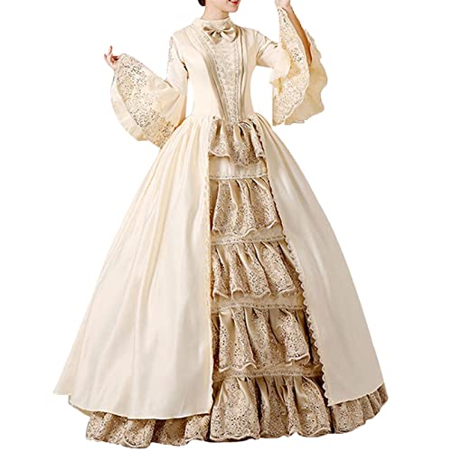 Fiamll Disfraz de princesa victoriana para mujer medieval, albaricoque, XL Cover