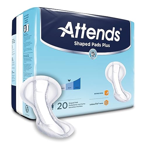 Attends Shaped Pads Plus Unisex Incontinent Pad Contoured 12 X 25-1/2 Inch SPDPA, SPDPA, 80 Ct