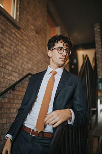 Dazi Men's Skinny Tie, Cotton Wool Linen Necktie, Great For Weddings, Groom, Groomsmen, Missions, Dances, Gifts. (Timber) #TOP1