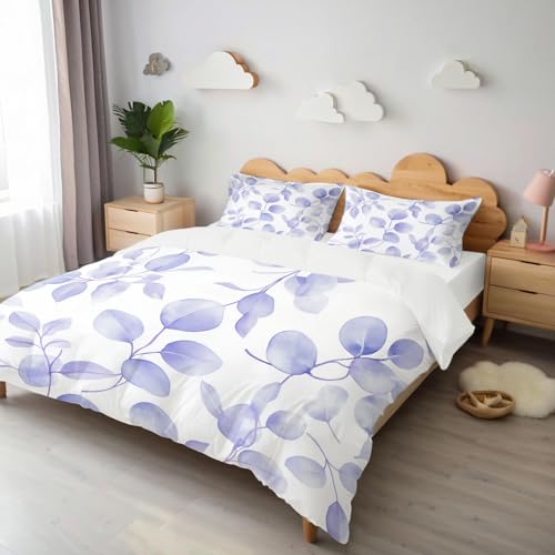 Housse de couette 200x200 anti-glissement fermeture éclair eucalyptus - 4