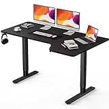 Totnz Electric Standing Desk, Height Adjustable Sit Stand up Desk, L-Shaped Memory Home Office Desk With Hook, 55 x 34 inch, Black