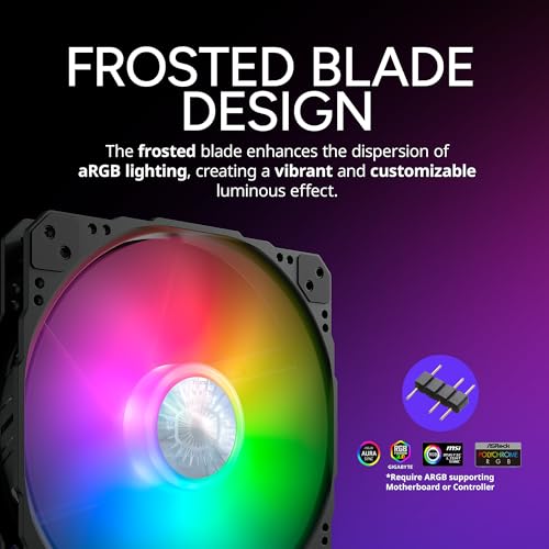 Image of Cooler Master SickleFlow 200 aRGB Case Fan, 200mm aRGB Gen2 Lighting, Dynamic PWM 800 RPM, Air Balance Blades, Hybrid | PBT Frame
