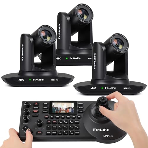 Image of FoMaKo 4K 30X PTZ Camera HDMI with NDI and AI Auto-Tracking SDI PTZ Camera,for Church Worship Education Conference Events,NDI 6 & NDI HX3 Certified(K30NSx3+KC608 Pro) BK30NS3