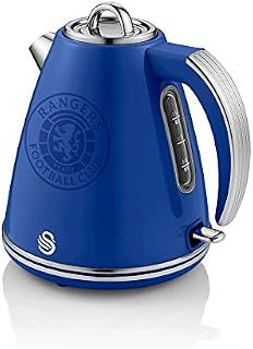 Swan Official Rangers Football Club Retro Jug Kettle, Blue, 3000W, 1.5L Capacity, Rangers FC Kettle, Stainless Steel, Rotational Base, Cord Storage, SK19020RANN