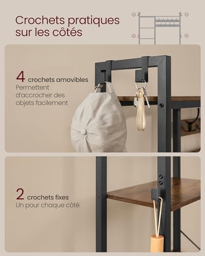 Porte-manteau d’entrée 4-en-1 avec banc VASAGLE