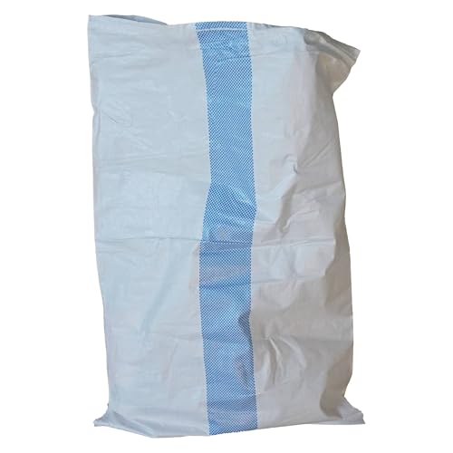 SKIR'CO (10 pz) Sacchi bianchi in tessuto PP 50 x 80 cm con strisce blu, sacchetti in polipropilene per alimenti, macerie, rifiuti