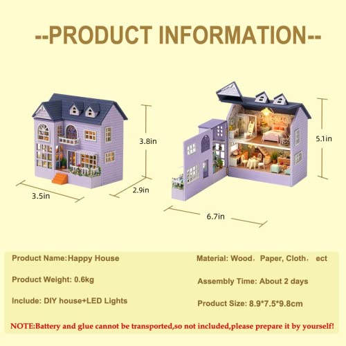 Cuteroom Dollhouse Miniature With Furniture, Diy Wooden Dollhouse Kit Plus Led Lights, Creative Room For Valentine'S Day Gift Idea thumb #1