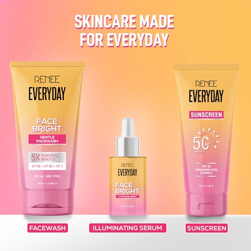 Image of RENEE Everyday Face Bright Illuminating Face Serum | Reduces Dark Spots & Acne, Brightens Skin, Improves Complexion & Radiance | For All Skin Types | With Glutathione, Niacinamide & Vitamin C | 30ml