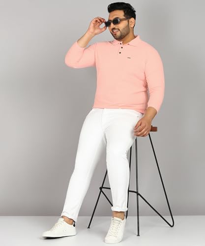 Image of INKKR Plus Size Men's Solid Polo Neck Full Sleeve T-Shirts