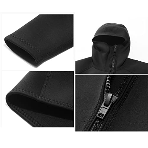 Chaqueta con capucha para hombre 1.5mm neopreno traje de buceo agua fría para snorkel, surf, kayak y canotaje (Negro_Medio) miniatura 5