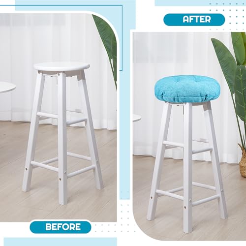 Image of Marsui 4 Pieces Bar Stool Cover Non Slip Padded Cushion, 12 Inch, Lake Blue