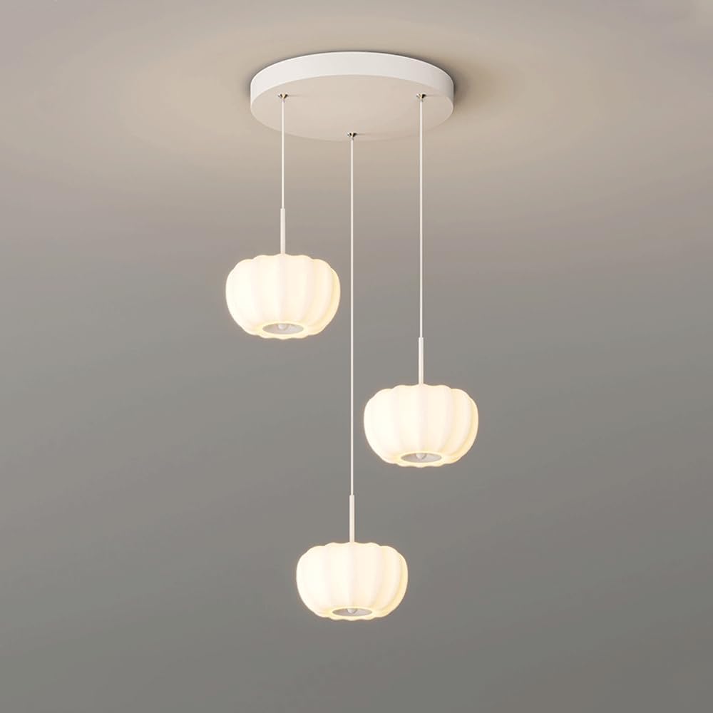 3-Light Light, Adjustable Hanging Light Fixture with White Acrylic Shade, Led Lighting, Contemporary Ceiling Lamp for Kitchen Dining Room(Light Color)/Light Color