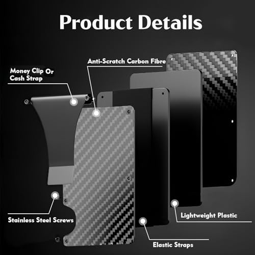 Carbon Fiber Wallet for Men - Minimalist Slim RFID Blocking Card Holder with Money Clip | Ultra-Thin Front Pocket Design for Daily Business & Casual Use4