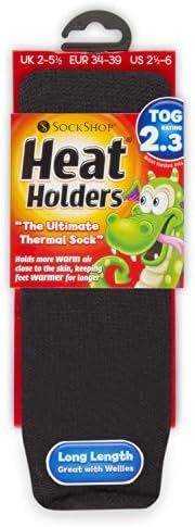 HEAT HOLDERS 1 Pair Kids GENUINE Thermal Winter Warm Socks BLACK 2-5½uk 34-39eur Approx age 8 Years +