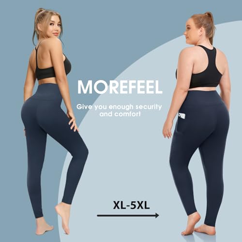 Image of MOREFEEL 3 Pack 8 inch High Waisted Biker Shorts for Women, Casual Summer Knee Length Tummy Control Running Athletic Yoga Shorts