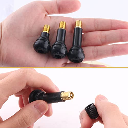 Tire Valve Stems, 100Pcs Rubber Snap-In Tire Valve Stems With Brass Valve Cores, For Auto Motorcycle Wheel Tubeless Rims Holes Replacement Accessories Black (Tr413 Tr412 Tr414) #TOP2
