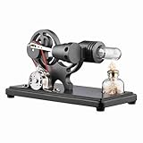 Tomvorks RTR -Version Stirling Motor Kit, Farb -LED -Lampenfolge, Aluminiumlegierung Körper, Buchenbasis, Wissenschaftsspielzeug für Erwachsene Kinderschule. Dollar Schwungraddesign