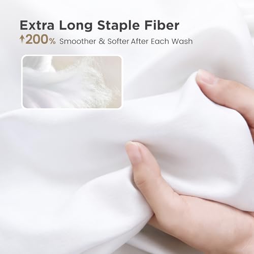 Image of Sophia & William 100% Cotton Sateen Sheet Set King Size White - 4 Piece Set | 1000 Thread Count Ultra-Soft 4 Piece Bedding, Extra Deep 16 inch Pocket Fitted Sheet Fits Most Mattresses, OEKO-TEX 100 Certified