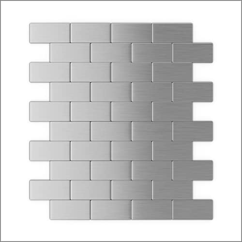 SpeedTiles Brick Stainless Steel Peel & Stick Tiles