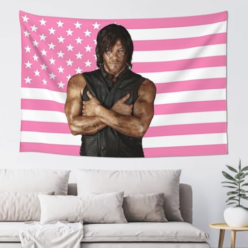 Daryl Dixon Tapestry Norman Reedus Wall Hanging Tapestries American Flag Home Decoration for Bedroom,Living Room,Dorm 60x40in