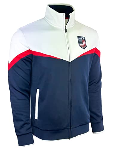 Boy's USA Track Jacket, Youth U.S Full Zip Sweater Jacket With Zipper Pockets2