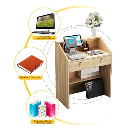 Recept Desk commerciale con serratura Der e scaffale aperto, bancone ufficio, per aziende, design moderno per efficiente nizat