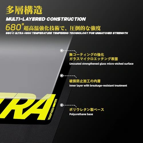 TALONGAMES ガラス ゲーミングマウスパッド 大型 プロ仕様 スピードタイプ 超高温強化ガラス 超スムーズ 高精度操作 耐久・静音設計 滑り止め 月面デザイン 450×400mm ゲーミング マウスパッド（ULTRAPAD、P1-ブラック）