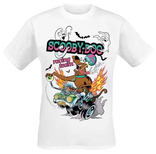 T-shirt Scooby-Doo homme blanc regular imprimé retro racing haut coton manches courtes