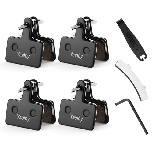 Bike Brake Pads, 4 Pairs Disc Brake Pads High-Performance with Installation Tools, Premium Semi-Metallic & Organic Resin MTB Bicycle Brake Pads Replacement Compatible with TRP Tektro Shimano Deore Br
