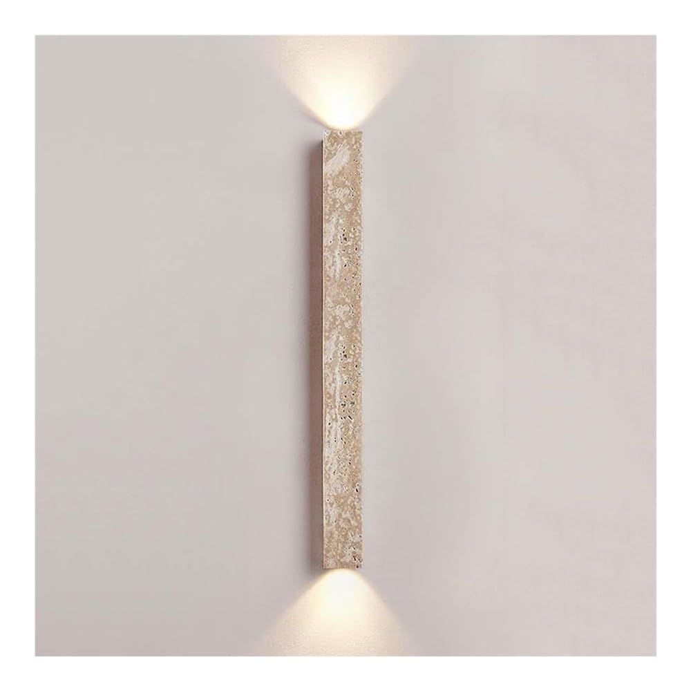 OZBMA Yellow Travertine Wall Light Fixture Retro Linear Long Lamp Up Down Illumination Sconce for Bedroom Living Room Dinning Room(60cm/23.6in) (size_name 60cm/23.6in)