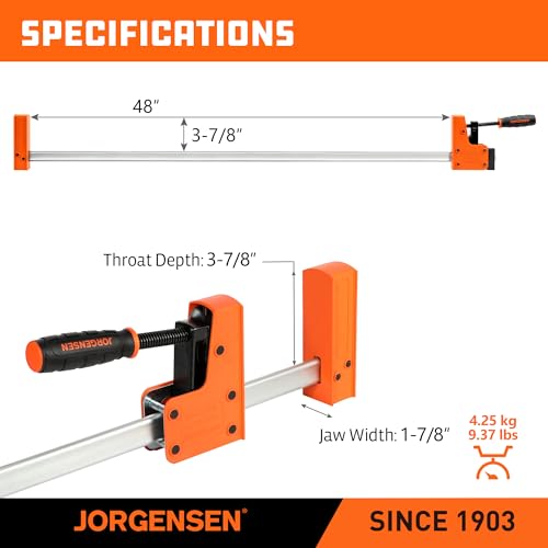 Image of JORGENSEN 48-inch Bar Clamps, 90Cabinet Master Parallel Jaw Bar Clamp Set, 2-pack