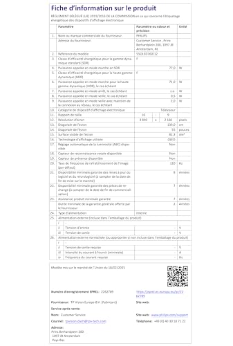 Philips Ambilight 55OLED760 4K OLED Smart TV - Écran 55 Pouces avec P5 AI Perfect Picture Engine Ultra HD, Titan OS, Dolby Vision et Atmos Sound - Compatible Alexa et Assistant Vocal Google