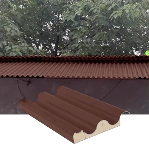Paneles para Tejado Paneles de Cubierta de Toldo de Aluminio, Paneles Laterales de Bricolaje, Tejas para Techos con Relleno de Policarbonato, Paneles de Techo de Metal para Paneles de Pared(Brown,L-1m