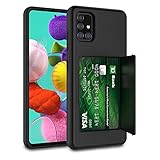 Tiflook Case for Galaxy A51 5G, Dual Layer Hybrid Shockproof Drop Protection Hard Plastic Cover Rubber Bumper Hidden Credit Card Holder Slot Wallet Case for Samsung Galaxy A51 5G, Black