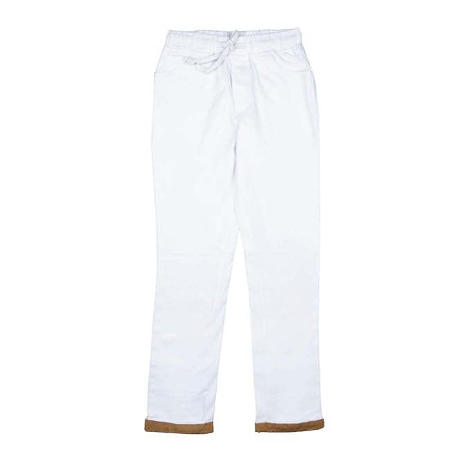 Boys Cotton Twill Casual Track Pants with Khaki Color Bottom fold and Drawstring