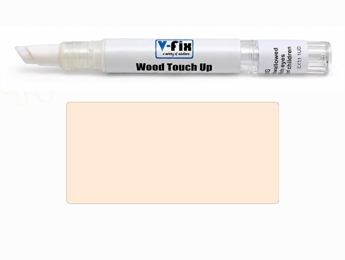 V-Fix Light Cream Wood Furniture Repair Paint Pen - Touch Up Scratches, Chips & Scuffs On Tables, Chairs, Cabinets, Kitchen Cupboards, Wardrobes & Veneer - Matt Finish - 3Ml (Light Cream)
