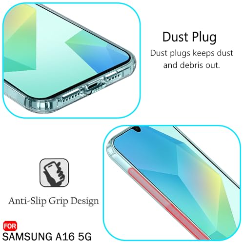 Image of TheGiftKart Back Cover Soft Case for Samsung Galaxy A16 5G | Best Camera Protection | Inbuilt Dust Plugs & Anti-Slip Grip | Ultra Clear Slim Back Case Cover for Samsung A16 5G (Silicone, Transparent)
