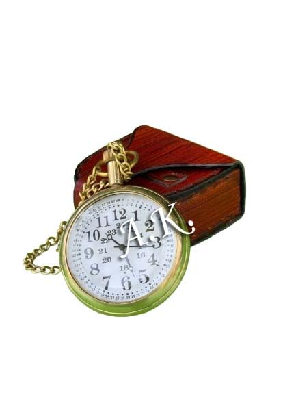 Antique Ancient Look Numeral Metal Antique Color Mens Womens Pocket Watch Gold Metal Pocket Watch Chain with Leather Box-image-4
