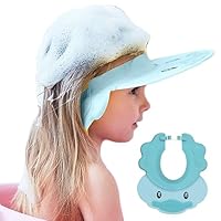 iTYOOS 1 Stück Baby Shampoo Schutz für Kinder, Duschhaube Kinder, Verstellbare Duschhaube Mit Elefanten-Design, Kleinkind Babypflege, Blau
