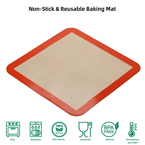 Square Silicone Baking Mats For 10 Inch Cake Pan, 9.65"Square Food Grade Silicone Mat For Baking Sheet For Cake/Pastry/Toast/Pie, Non-Stick Reusable Baking Mat For 10X10 Air Fryer/Square Cake Pan/Oven #TOP3