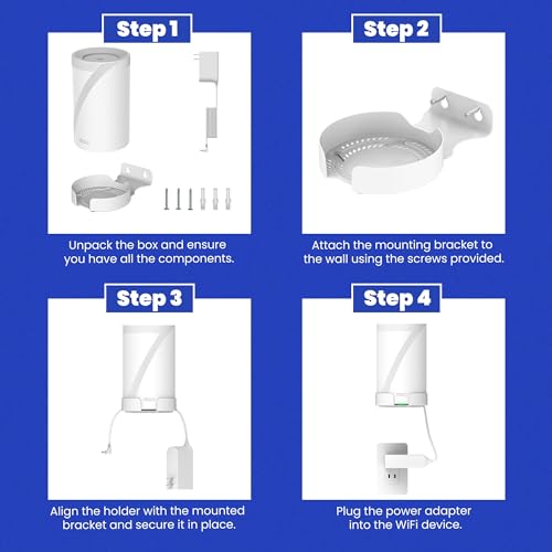 Image of Wall Mount for TP-Link Deco BE63 / BE65 /BE67 /BE68 /BE10000 /BE11000 /BE14000 Mesh Wi-Fi 7 System, Saving Space Aluminum Alloy Wall Hanging Bracket Holder with Cable Storage Rack (White-2Pack)