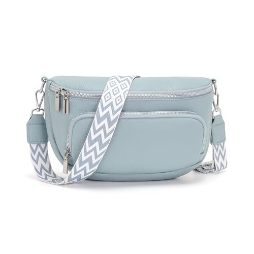 Boadlol Riñonera Grande Mujer Algodón Bolso Cintura Bandolera Pecho Ligero con Múltiples...