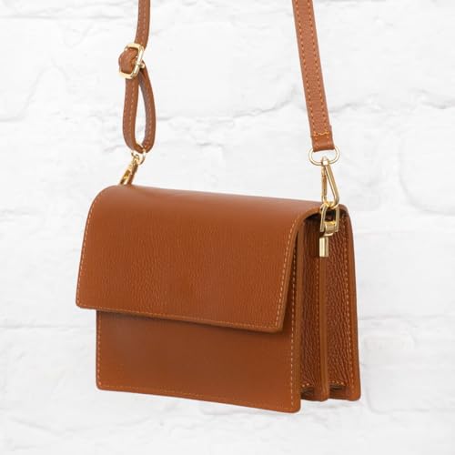 Vezze Frena Sac à main en cuir italien - Fermeture magnétique, 2 compartiments, bandoulière réglable - Organisation intérieure parfaite - Bronze-Cuivre – vue 8
