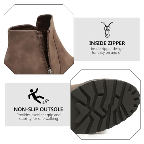 Womens Ankle Boots Chunky Low Heel Short Booties Comfortable Round Toe Dress Fall Boots with Side Zipper3