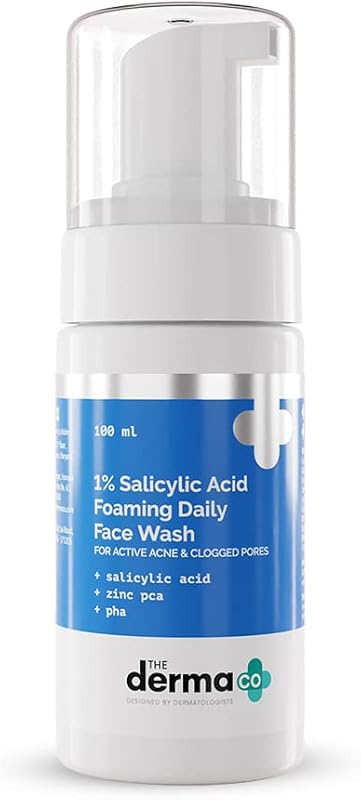 The Derma Co Limpador facial espumante com ácido salicílico 1%, Zinc PCA e PHA, 100 mL