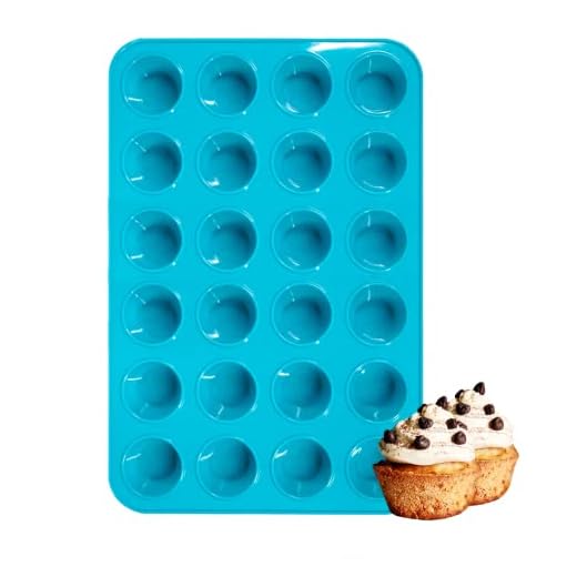 Katbite Muffinsbricka i silikon, 24 koppar, blå muffinsburkar, nonstick-mini-muffinsformar för muffins, ostkaka, brownies, lätt att släppa ut, BPA-fri