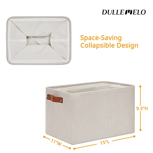 Image of DULLEMELO Fabric Storage Basket for Office Home Nursery, Small Fabric Organizing Basket with Handles (Beige)