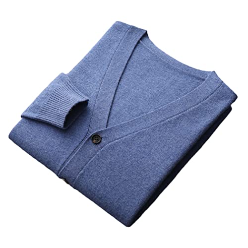 Pull cachemire homme bleu contre le froid de l'hiver en pure laine isolante